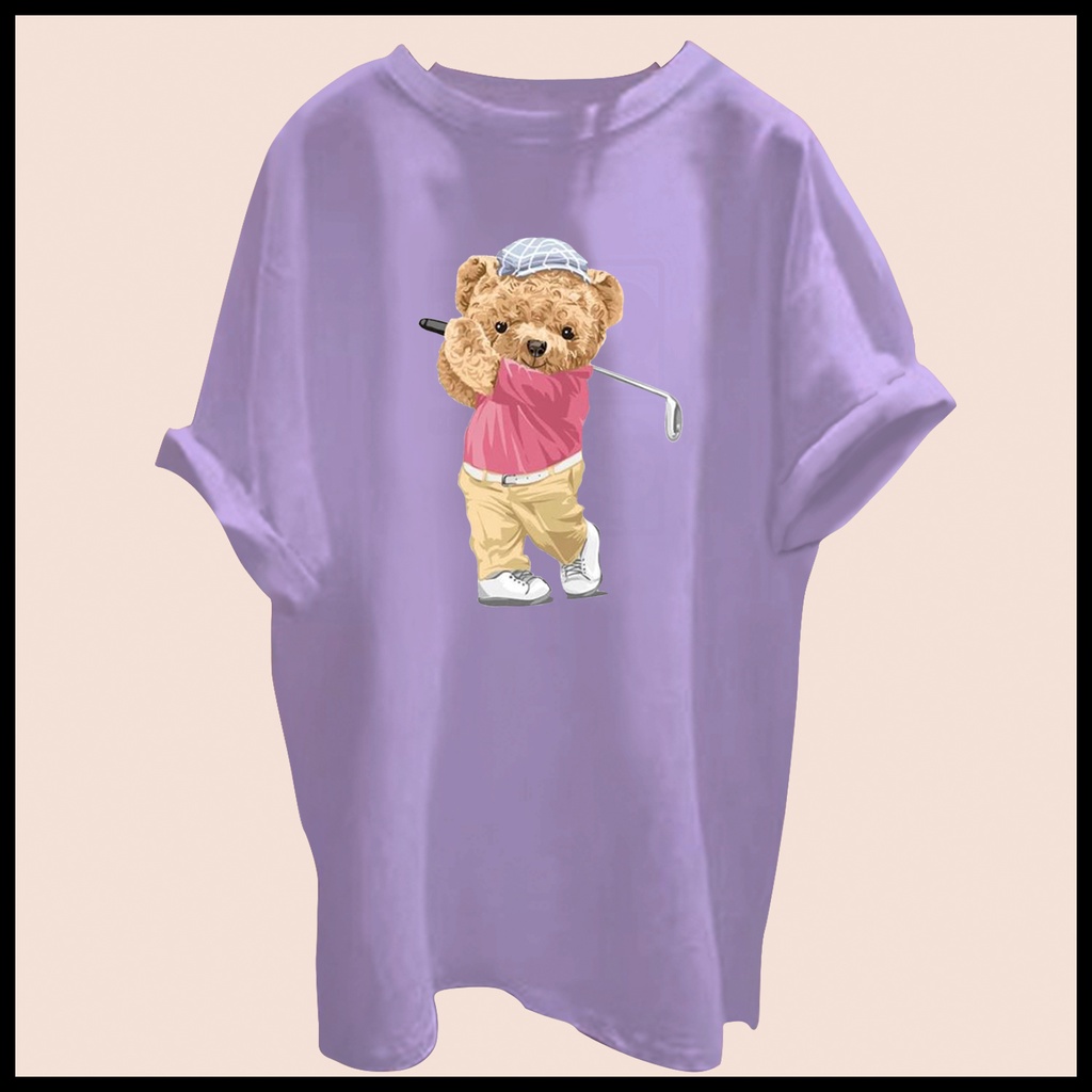 CALVIERO SHOP - BAJU KAOS ATASAN WANITA BEAR GOLF PRINT