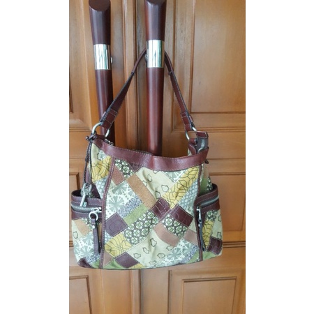 Tas fossil patchwork original lengkap dust bag