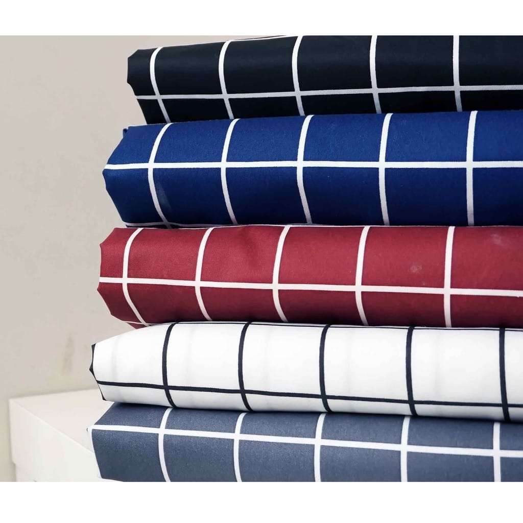 Kain meteran motif kotak kotak bahan katun microtex