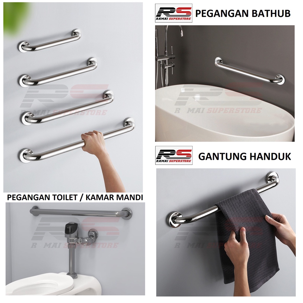 Pegangan Kamar Mandi Toilet Gagang Bathub Grab Bar Stainless