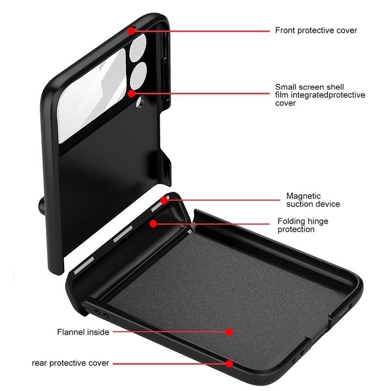 Case Pelindung Lensa Magnetik Shockproof Ultra Tipis Dengan Ring Stand Jari Untuk Samsung Galaxy Z Flip 3