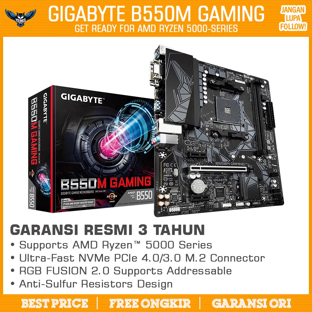 GIGABYTE B550M GAMING AM4 mATX DDR4 M.2 NVMe USB 3.2 MOTHERBOARD AMD