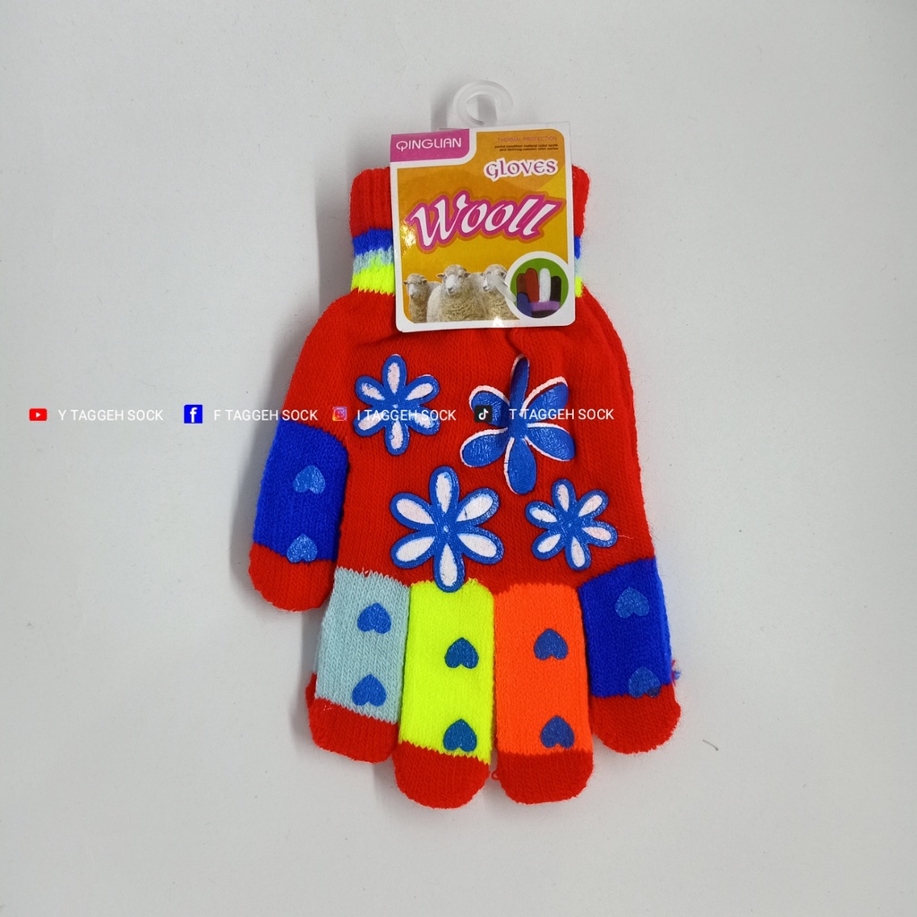 SARUNG TANGAN RAJUT WANITA dewasa MOTIF BUNGA / SARUNG TANGAN LUCU GAMBAR BUNGA / SARUNG TANGAN WARNA WARNI