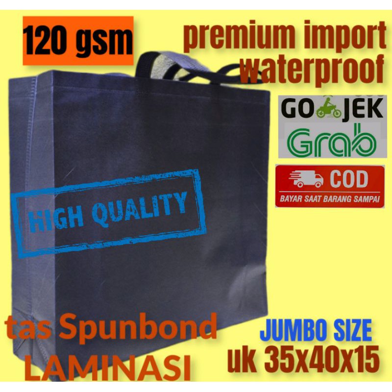 

GROSIR Tas Spunbond LAMINASI PREMIUM BLACK JUMBO Kain Goodie Bag