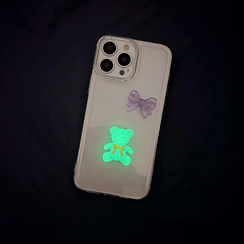 Casing iPhone 13 12 11 Pro MAX X XR XS MAX 7 8 Plus Transparan Motif Beruang Kecil