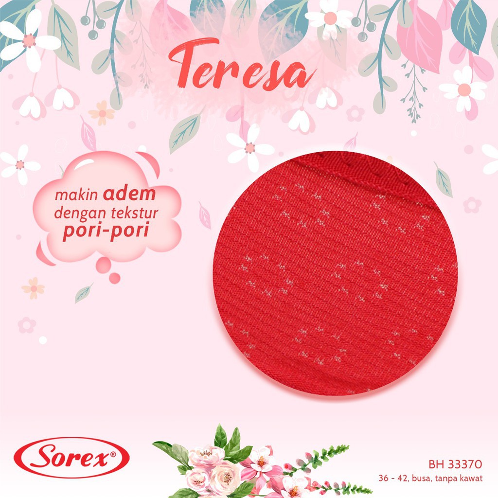 Sorex Bra Busa Sedang Tanpa Kawat, Kait 3 Cup setara Cup B, Teresa BH 33370 Fashion Harian
