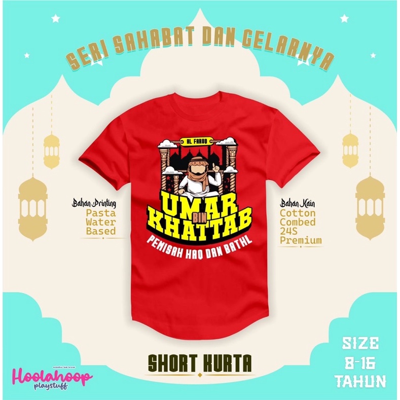 KAOS SHORT KURTA SERIES SAHABAT NABI DAN GELARNYA KAOS KEMKO HOOLAHOOP ft bumblebee