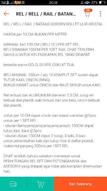 Besi Tiang Rell Gorden Per 10cm