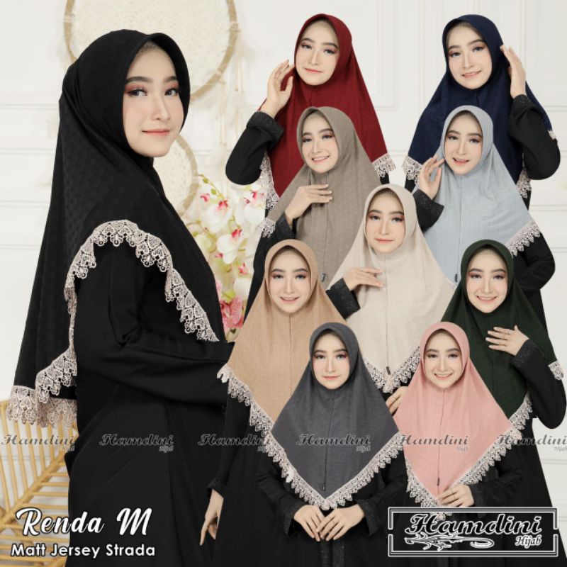 JILBAB HIJAB BERGO M RENDA STRADA/HIJAB RENDA BAHAN JERSEY PREMIUM