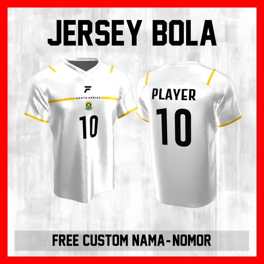 Kaos Bola Jersey Afrika Selatan Timnas Negara Garis Bahu Baju Custom Nama dan Nomor Punggung - 113