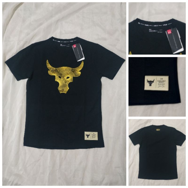 BAJU KAOS TSHIRT UNDER ARMOUR THE ROCK HITAM PREMIUM