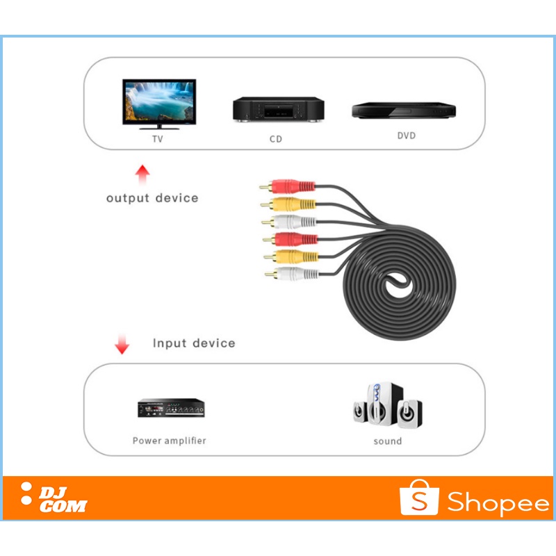 Kabel 3 RCA AV To 3 RCA AV Audio Video