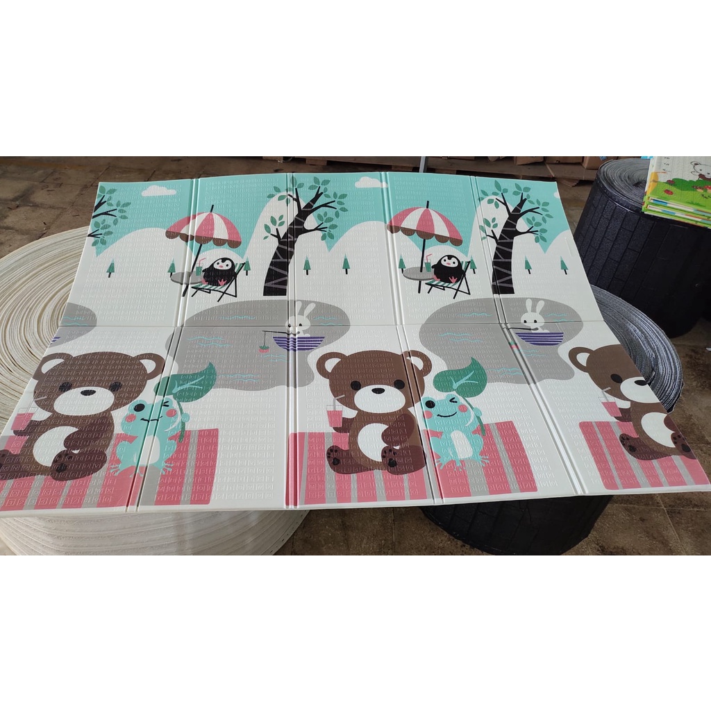 Matras lipat motif / Playmat bayi lucu / Matras yoga / Matras kebugaran bolak-balik PREMIUM termurah