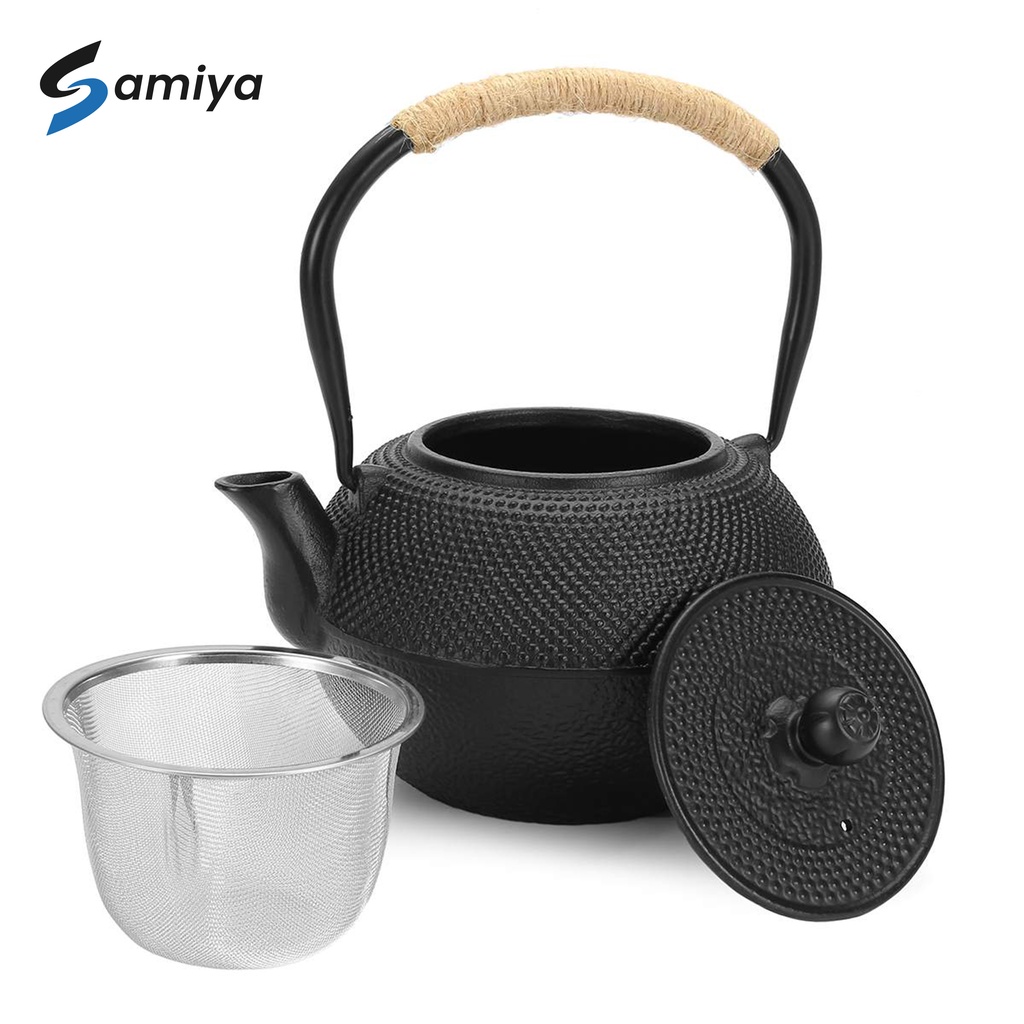 teko teh air kopi iron pot japanese classic style / iron tea pot kettle black / teapot hitam infuser