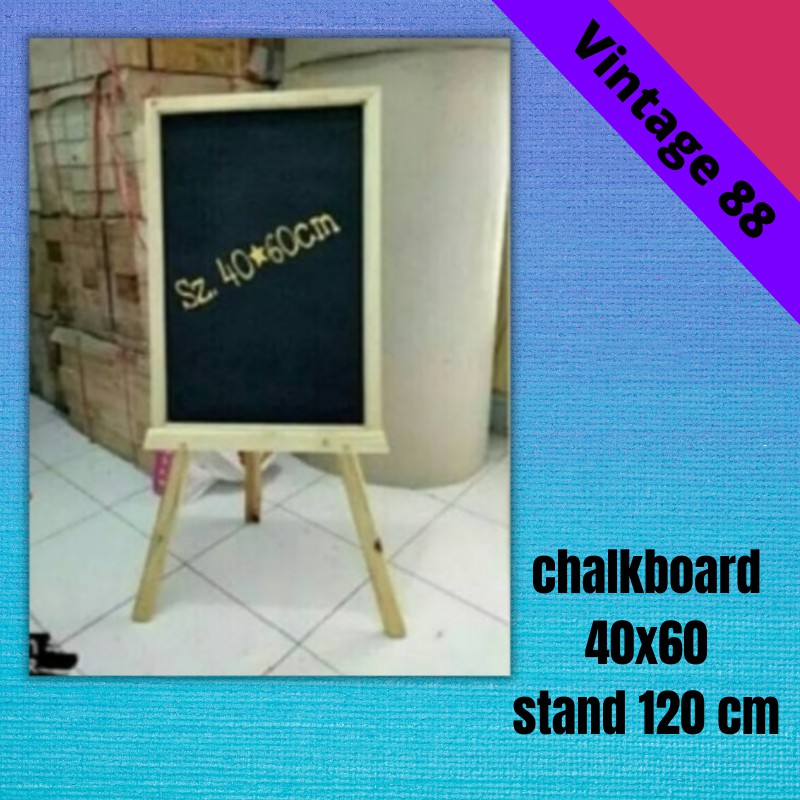 

Papan tulis hitam chalkboard 40x60 dan stand 120 cm