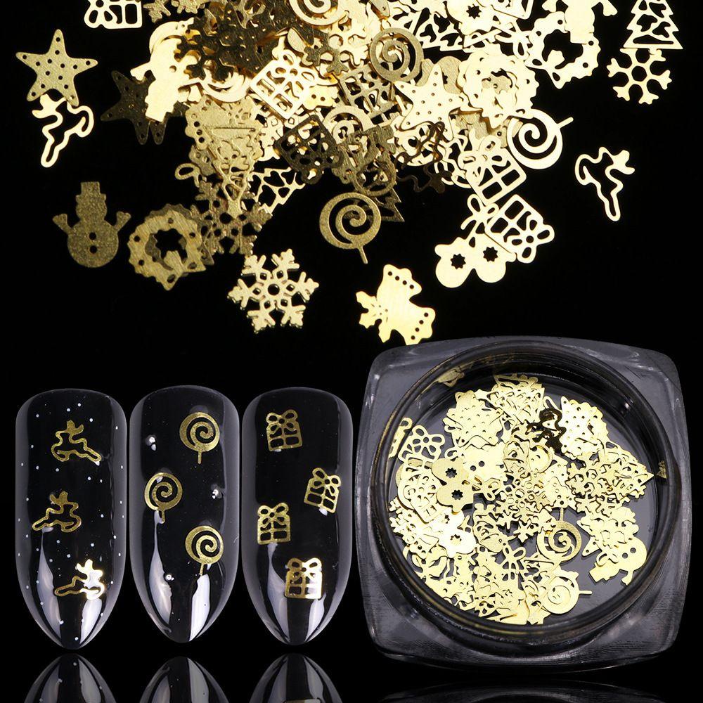 Preva Dekorasi Kuku Natal Desain Xmas Ring Bell Elk Snowflake Spangles Untuk Gel Nails Sequin