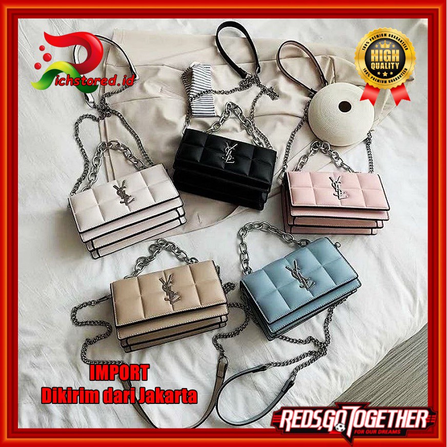 Ysl Tas Slempang Cewek / Tas Wanita Branded / Tas Tangan Rantai Import Terbaru Kekinian