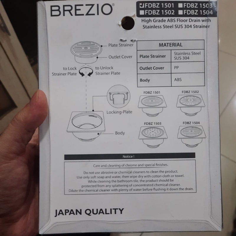 FLOOR DRAIN BREZIO FDBZ 1501 Lubang Saringan Air  GOT Lantai Mandi