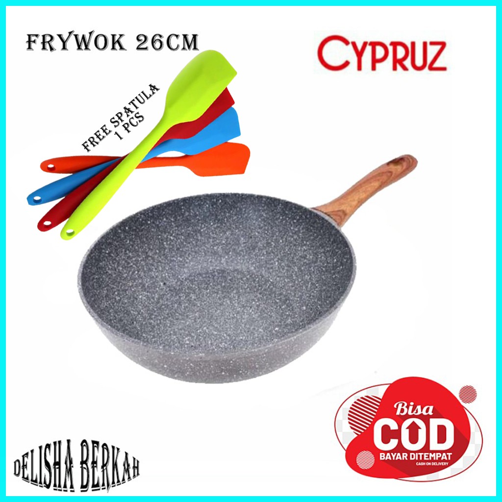 Cypruz Marble 26cm Wajan Marble Anti Lengket Penggorengan Anti Lengket wajan keramik marble