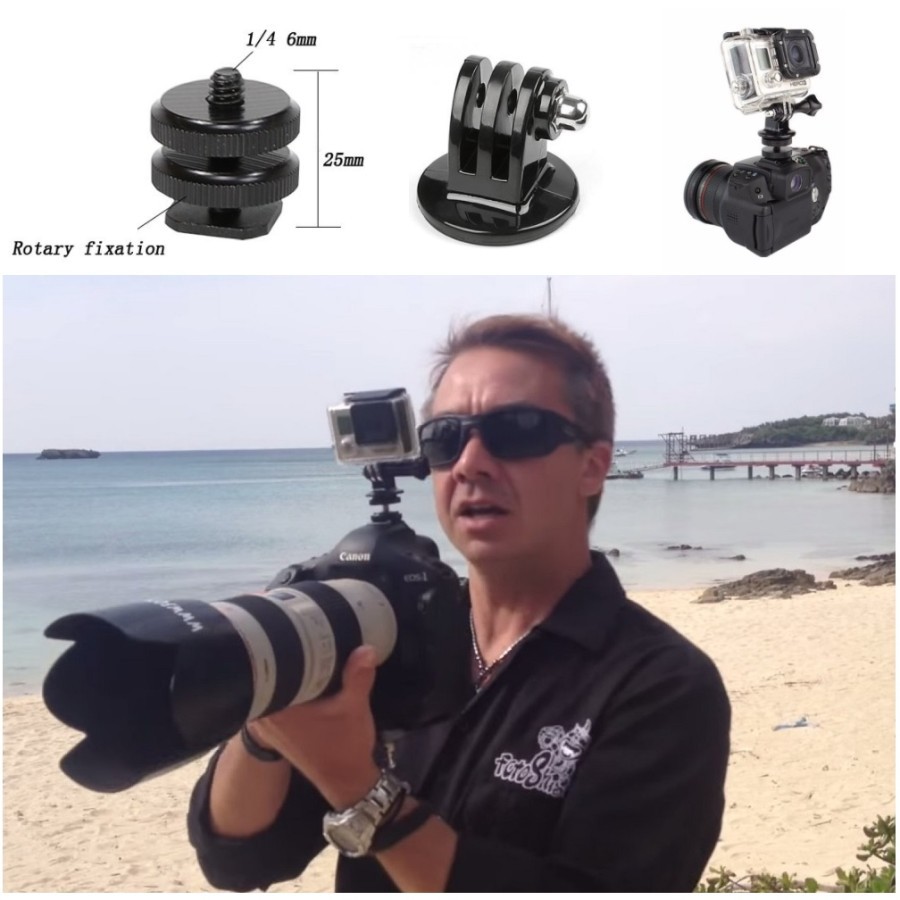 Flash Hot Shoe DSLR Hotshoe Mount Adapter GoPro HERO 7 8 SJCAM Yi cam