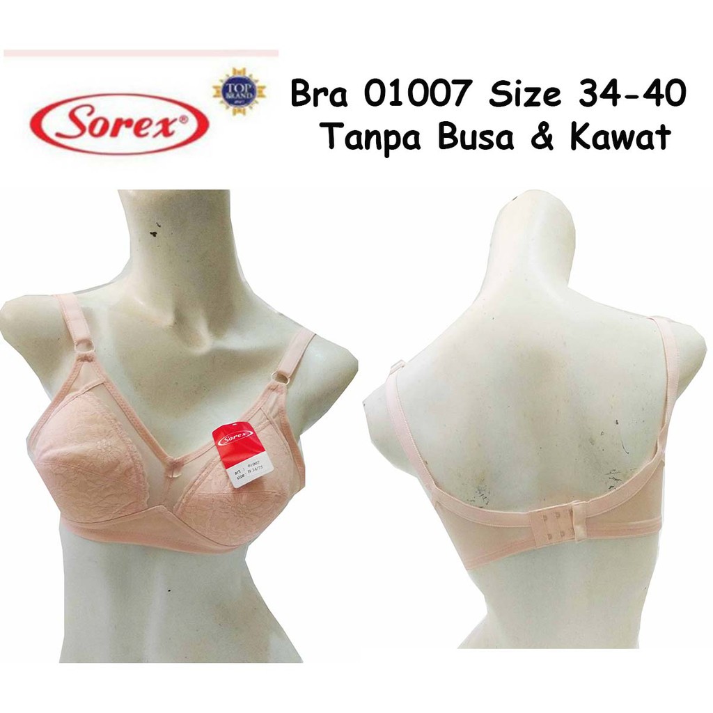 Bra Tanpa Busa Tanpa Kawat SOREX 01007 Broklat Full cup sz 34 36 38 40 BH TBTK Kait 2 Zamira