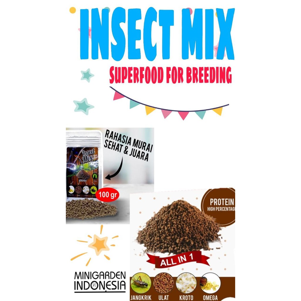 PAKAN BURUNG INSECT MIX pakan ternak sukses breeding murai batu kenari kacer voer pur tinggi protein