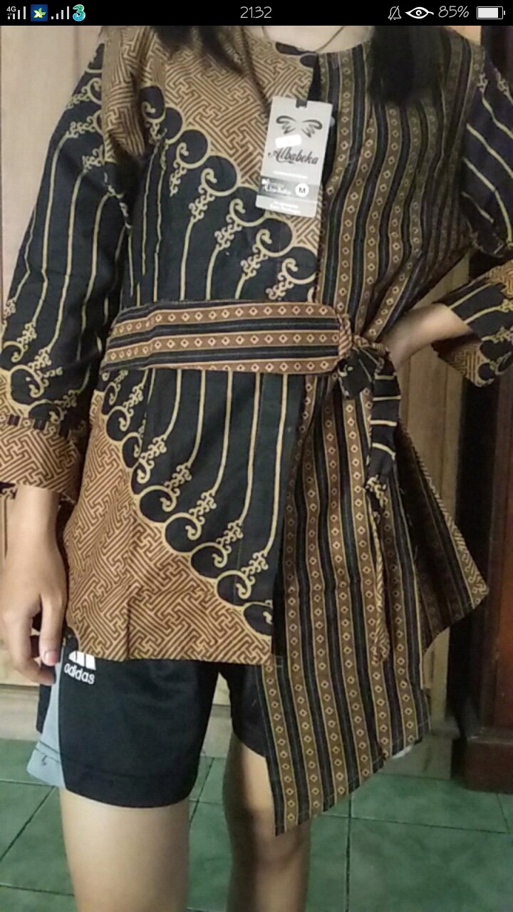 Tey-17 Batik Wanita Asj Sa Hrb026 Kenongo Kemeja Tosca Pendek