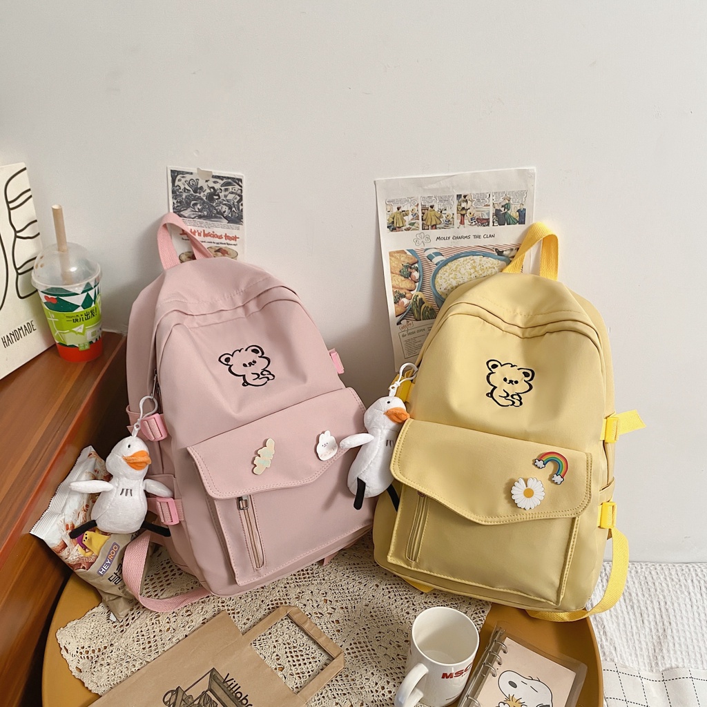 WYK106 Tas Ransel Wanita Pria Sekolah Kuliah Polos Animal Logo Backpack School Impor TKM