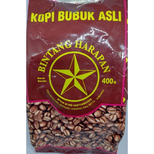 400 gr kopi bubuk asli/kopi palu/ kopi merk bintang harapan/kopi robusta/kopi bubuk/kopi tradisional