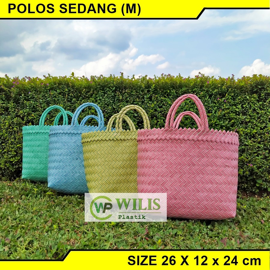 Tas Anyaman Plastik Polos Sedang (M) / Tas Bingkisan Hampers Parcel Souvenir