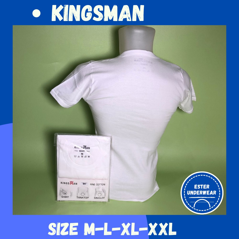 Kaos Oblong O-Neck  Kingsman SPO putih Isi-1Pcs bahan Fine Cotton