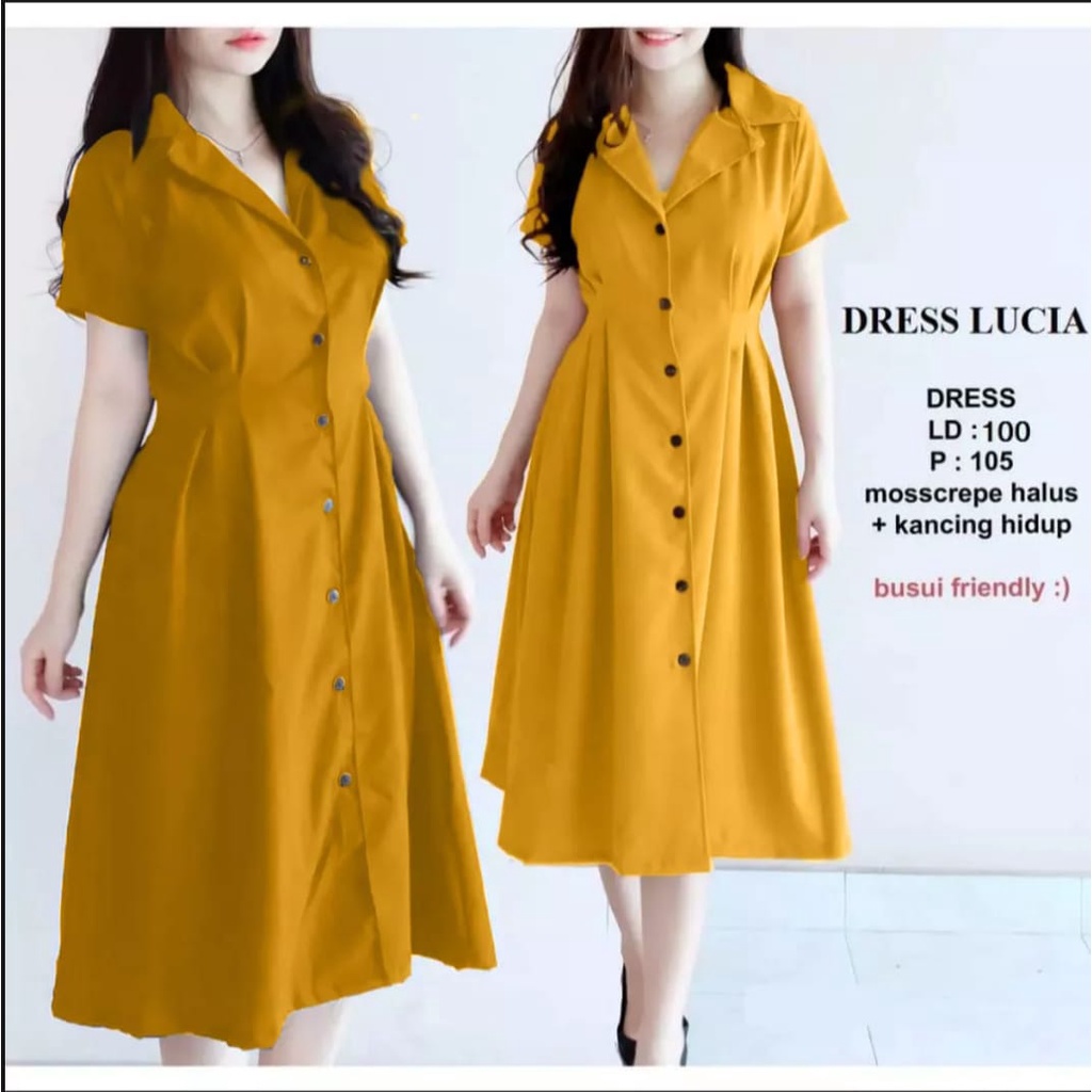 DRESS LUCIA MOSCREPE/ DRESS WANITA