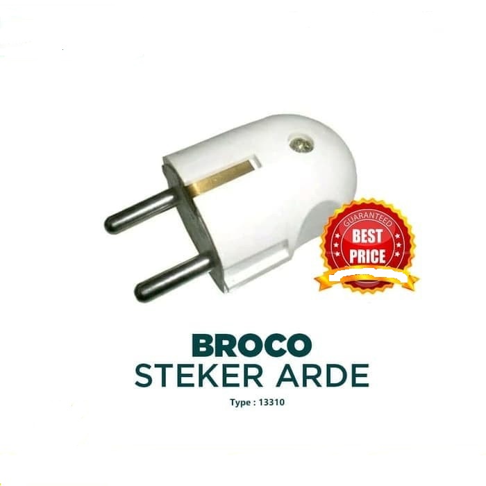 STEKER ARDE BROCO NEW GEE 13310 PLUG COLOKAN BULAT PUTIH WHITE SNI