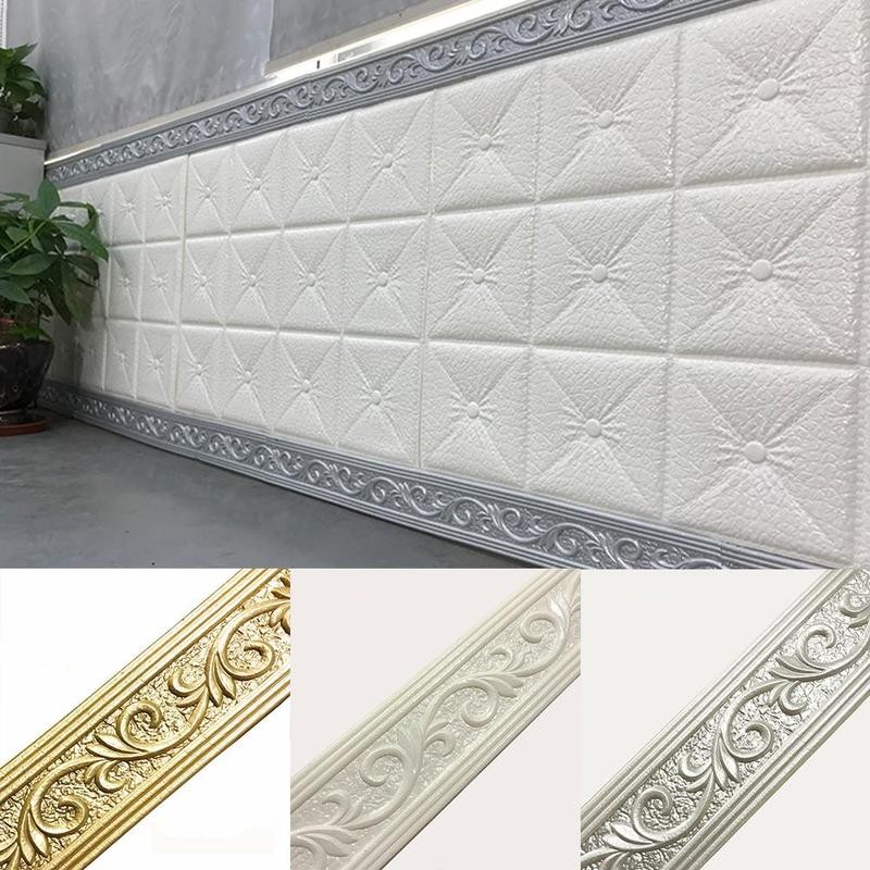 Stiker Dinding 3D Bahan Busa Anti Tabrakan Tahan Air Ukuran 2.3M Untuk Dekorasi Rumah