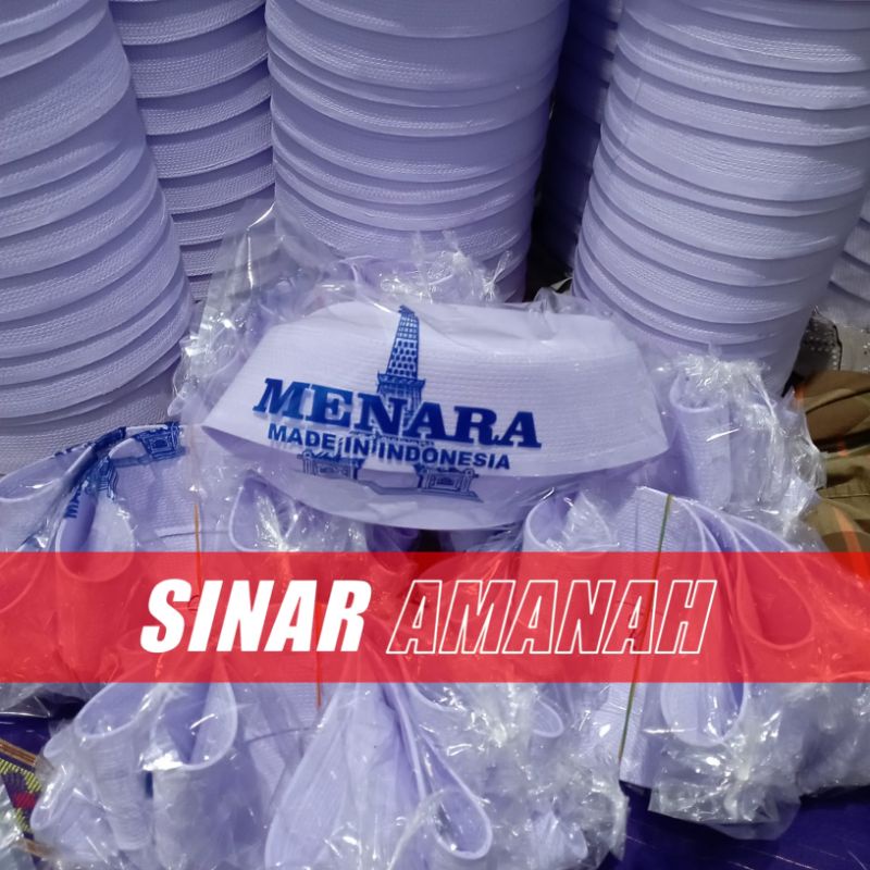 Peci putih / peci putih polos / peci habib / kopiah santri / kopiah anak tinggi 6,5 CM merek MENARA