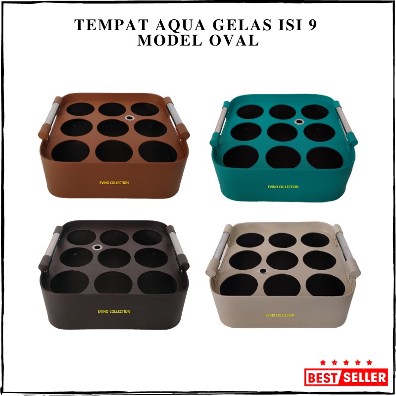 Keranjang Air Mineral Model Oval Isi 9 Tempat Aqua Gelas Kulit Sintetis