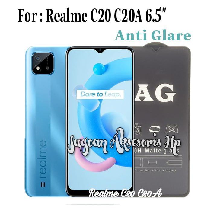 ANTI GLARE Realme C20 C20A 6.5 inchi Tempered Glass Matte FULL LEM Anti Minyak Anti Fingerprint