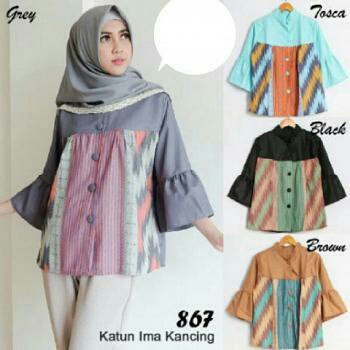 KR 867 atasan pelangi 85 katun ima busui kancing fit to xl KOF AM