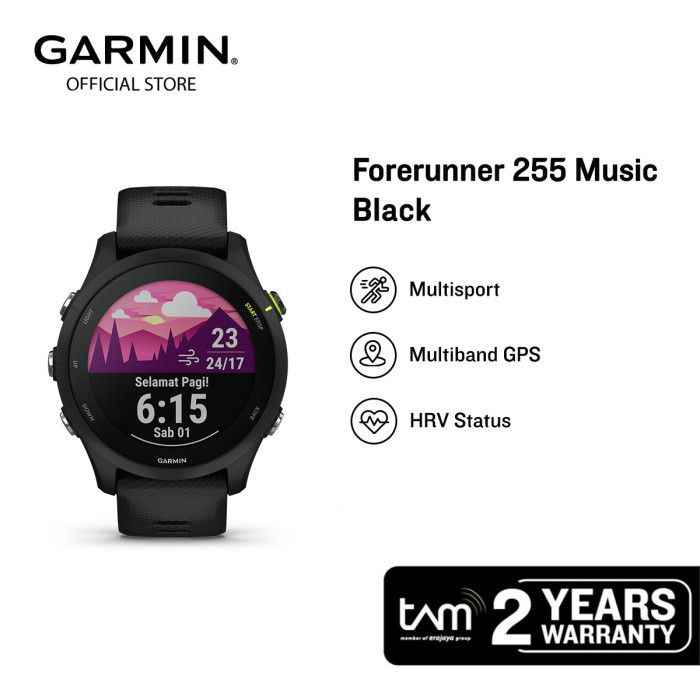 Garmin Forerunner FR255 Music - 46mm - Garansi Resmi 2 Tahun TAM