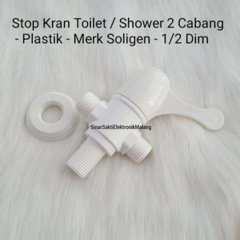 Stop Kran 2 Cabang Keran PVC plastik Toilet Kloset Shower T Double