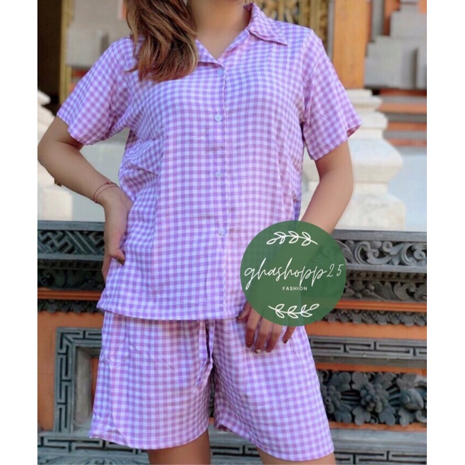 PAJAMAS KOTAK-KOTAK/PAJAMAS TARTAN/PAJAMAS GINGHAM BESTSELLER/SET TIEDYE GINGHAM