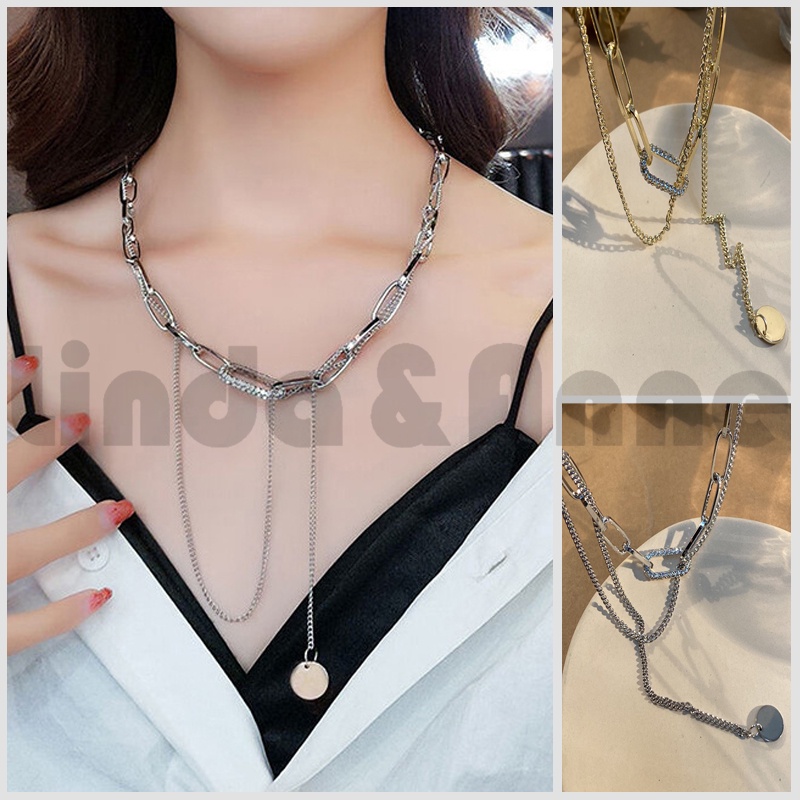 Kalung Rantai Multilayer Retro Korean Style Import - Kalung Rantai Wanita