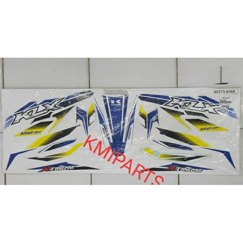 stiker klx bf extrame kuning biru original kawasaki