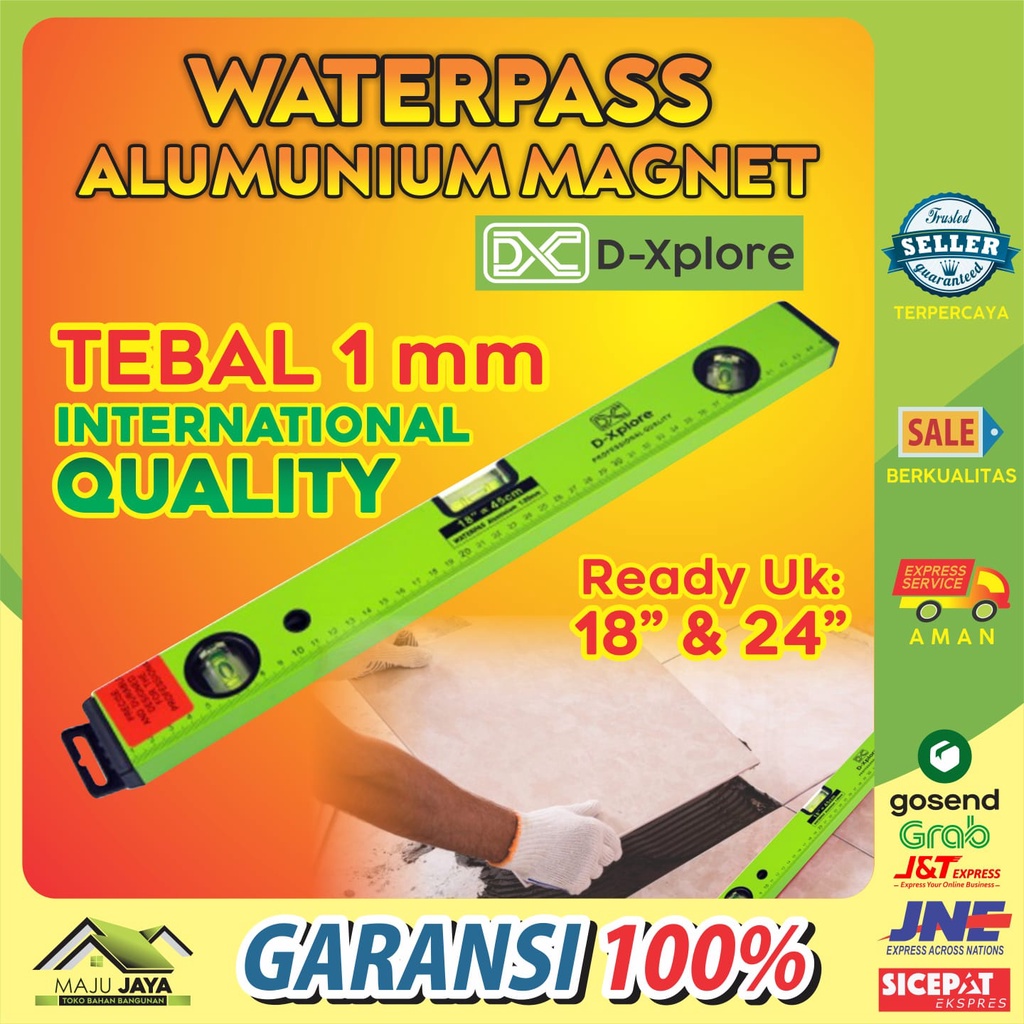 

WATERPASS WATER PASS MAGNET ALUMUNIUM ALUMINIUM ALUMINUM D-XPLORE DXPLORE bagus kuat bandel ringan 18" 24" 45 60 CM 12 24 INCH