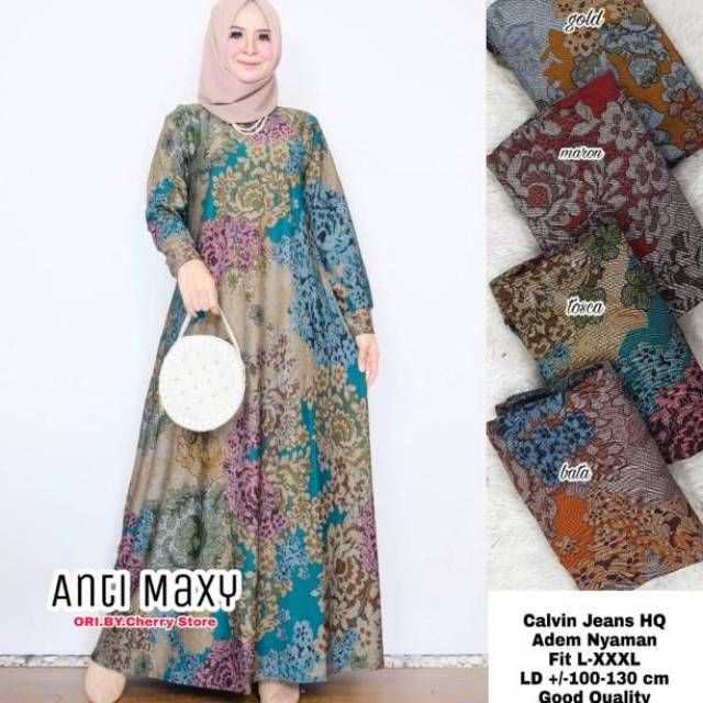 Gamis calvin jeans bigsize Tafqi Jumbo / gamis jumbo murah / gamis batik