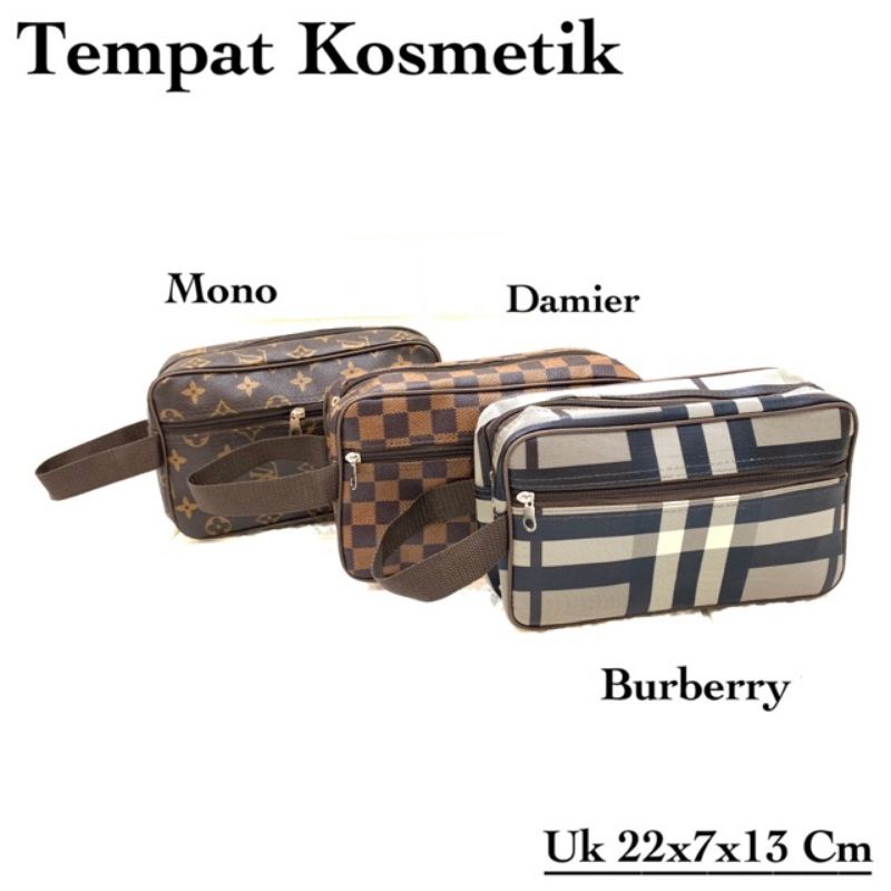 BISA COD ✓ Tas Kosmetik Wanita Bahan Kulit Premium  Besar Serbaguna Model LV Pouch Kosmetik Terlaris Kekinian