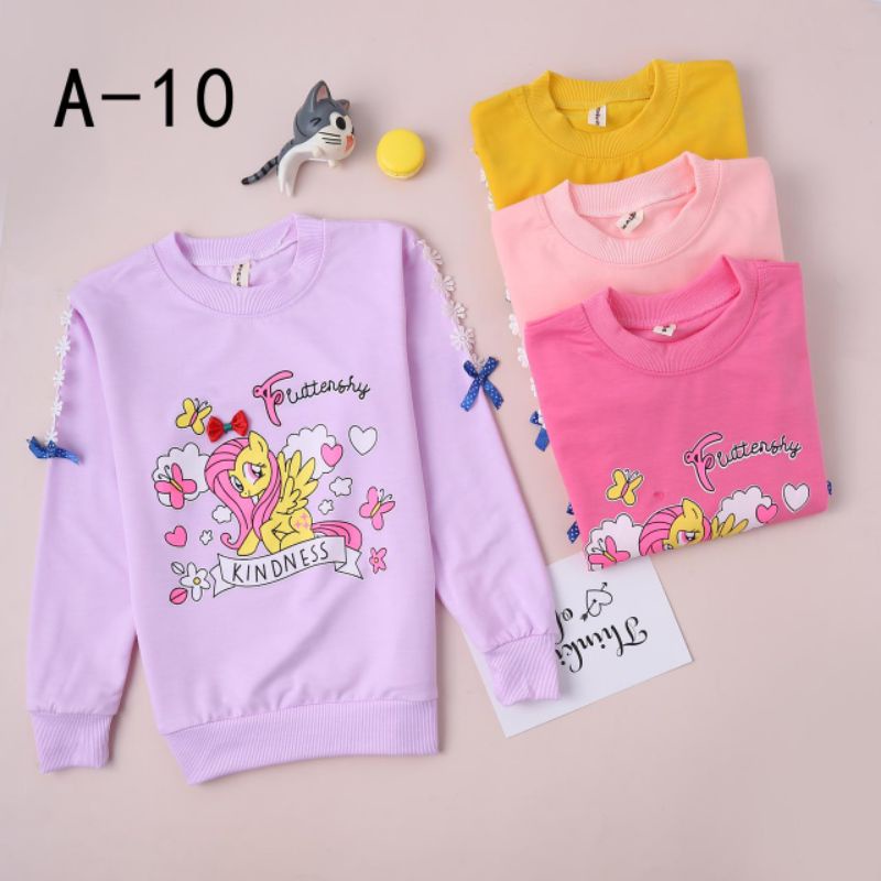 Atasan Anak Perempuan Import 4-11 Tahun Switer Import 100% (SWEATER IMPORT SABLON RENDA)