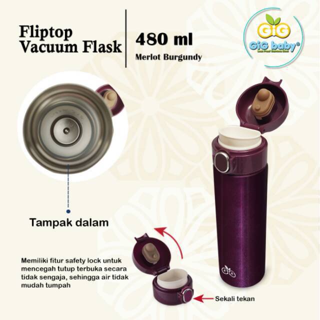 BOSU376 GIG BABY FLIP TOP VACUUM FLASK TERMOS MINUM 480 ML