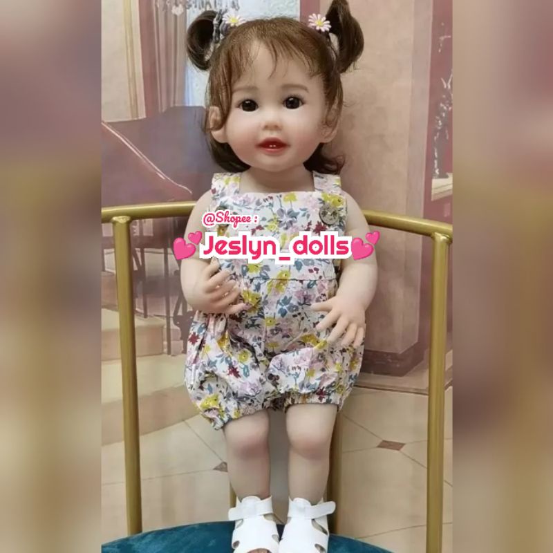 Boneka bayi reborn Full Silicone Reborn Doll Realistic Lifelike Real Baby Doll with Teeth