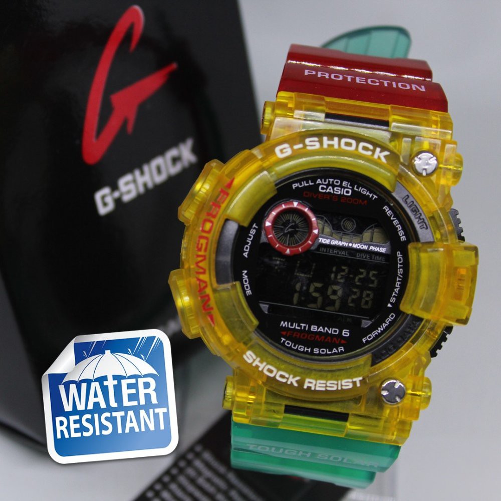 JAM TANGAN G-SHOCK FROGMAN GWF 1000 ANTI AIR GREEN RED YELLOW